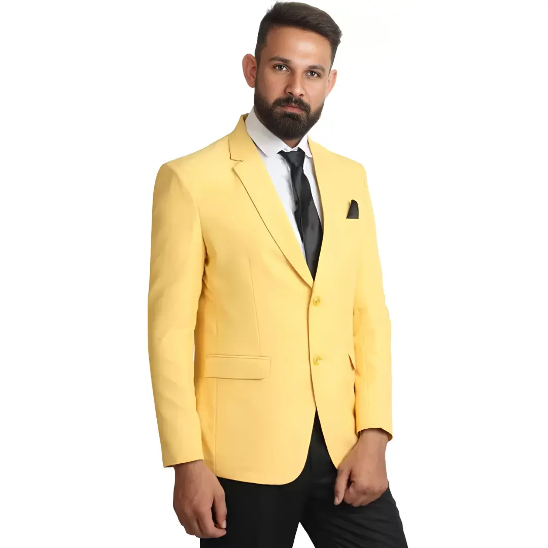 Picture of Big size blazer for men yellow | Orange yellow blazer for men brand | Orange yellow color blazer for men stylish