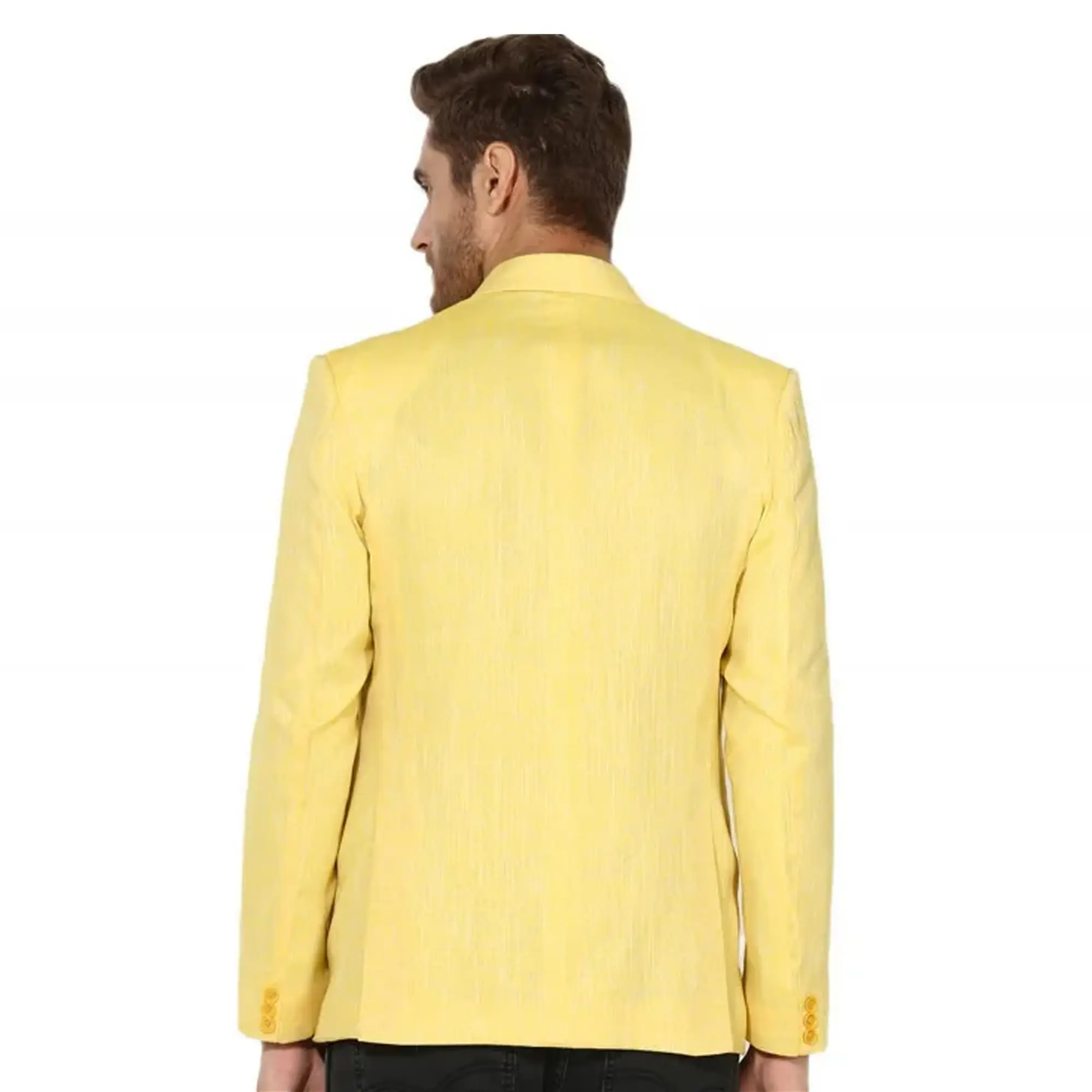 Picture of Big size blazer for men yellow | Orange yellow blazer for men brand | Orange yellow color blazer for men stylish