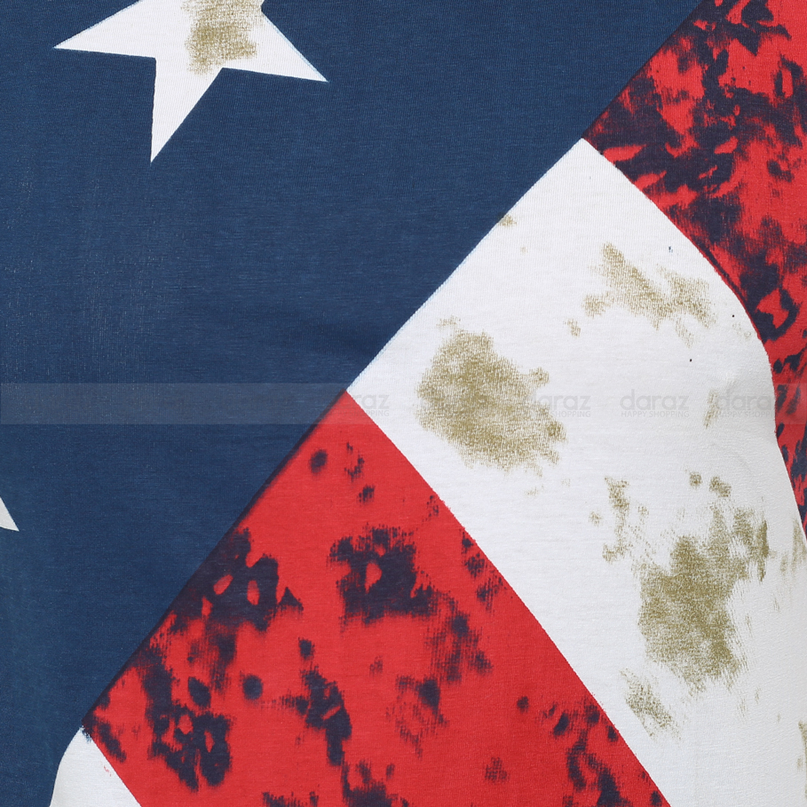 Picture of Patriotic Men's American Flag Printed T-Shirt - Stylish and Comfortable Design | Buy American Flag Design T-Shirt for Men - Perfect for Casual Wear | Trendy American Flag Print Men's T-Shirt - Celebrate in Style | Men's American Flag T-Shirt - High-Qualit