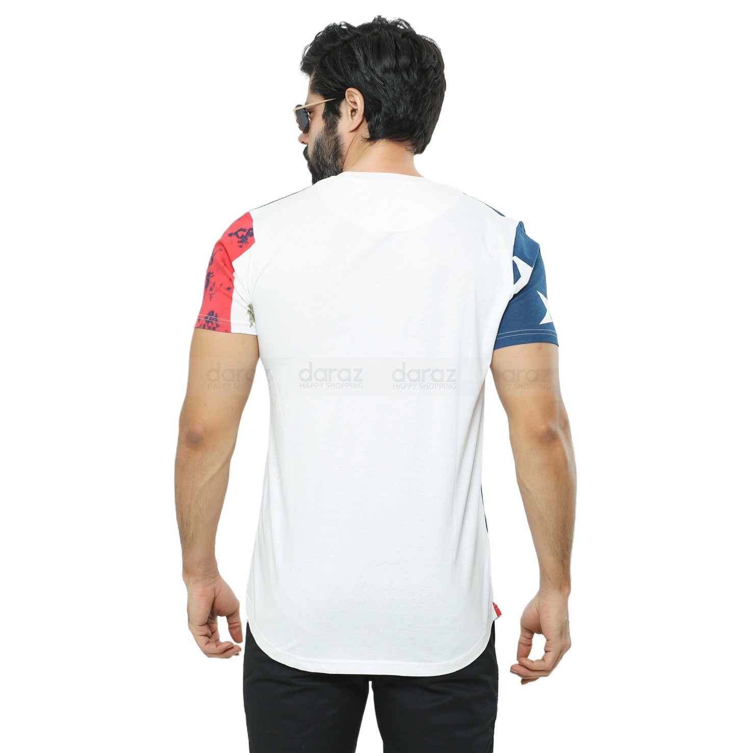 Picture of Patriotic Men's American Flag Printed T-Shirt - Stylish and Comfortable Design | Buy American Flag Design T-Shirt for Men - Perfect for Casual Wear | Trendy American Flag Print Men's T-Shirt - Celebrate in Style | Men's American Flag T-Shirt - High-Qualit