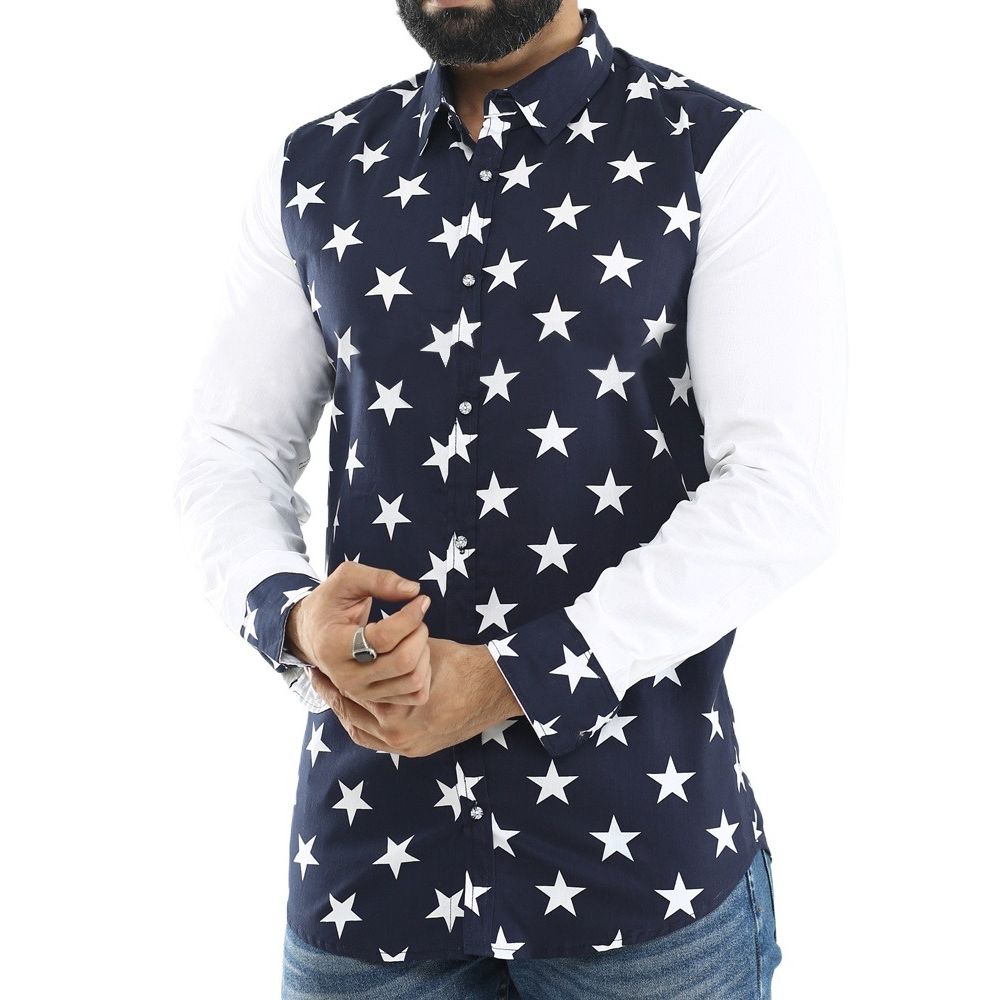 Picture of Blue shirt for men new 2024 brand stylish | Printed shirt for men high quality | Blue printed shirt for men brand