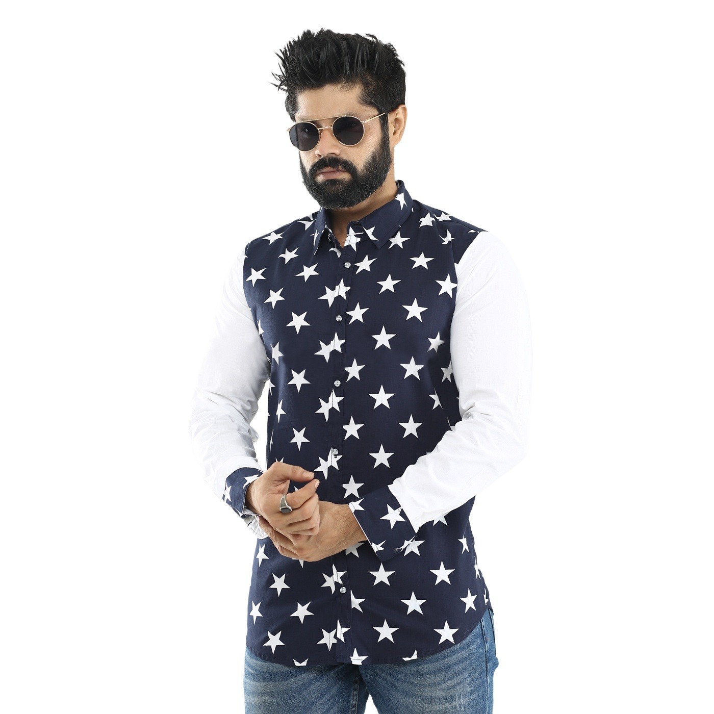 Picture of Blue shirt for men new 2024 brand stylish | Printed shirt for men high quality | Blue printed shirt for men brand