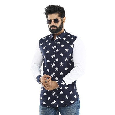 Picture of Blue shirt for men new 2024 brand stylish | Printed shirt for men high quality | Blue printed shirt for men brand