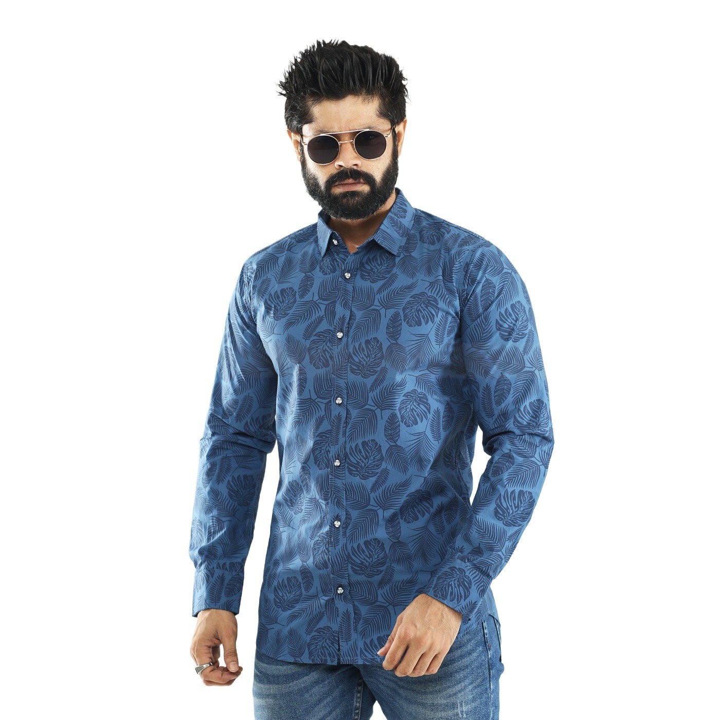 Picture of Stylish Blue Printed Shirt for Men - Perfect for Casual and Formal Wear | Premium Quality Men's Blue Printed Shirt - Trendy Design, Comfortable Fit |  Shop Men's Blue Color Printed Shirt - Ideal for Every Occasion | Buy Blue Printed Shirt for Men Online