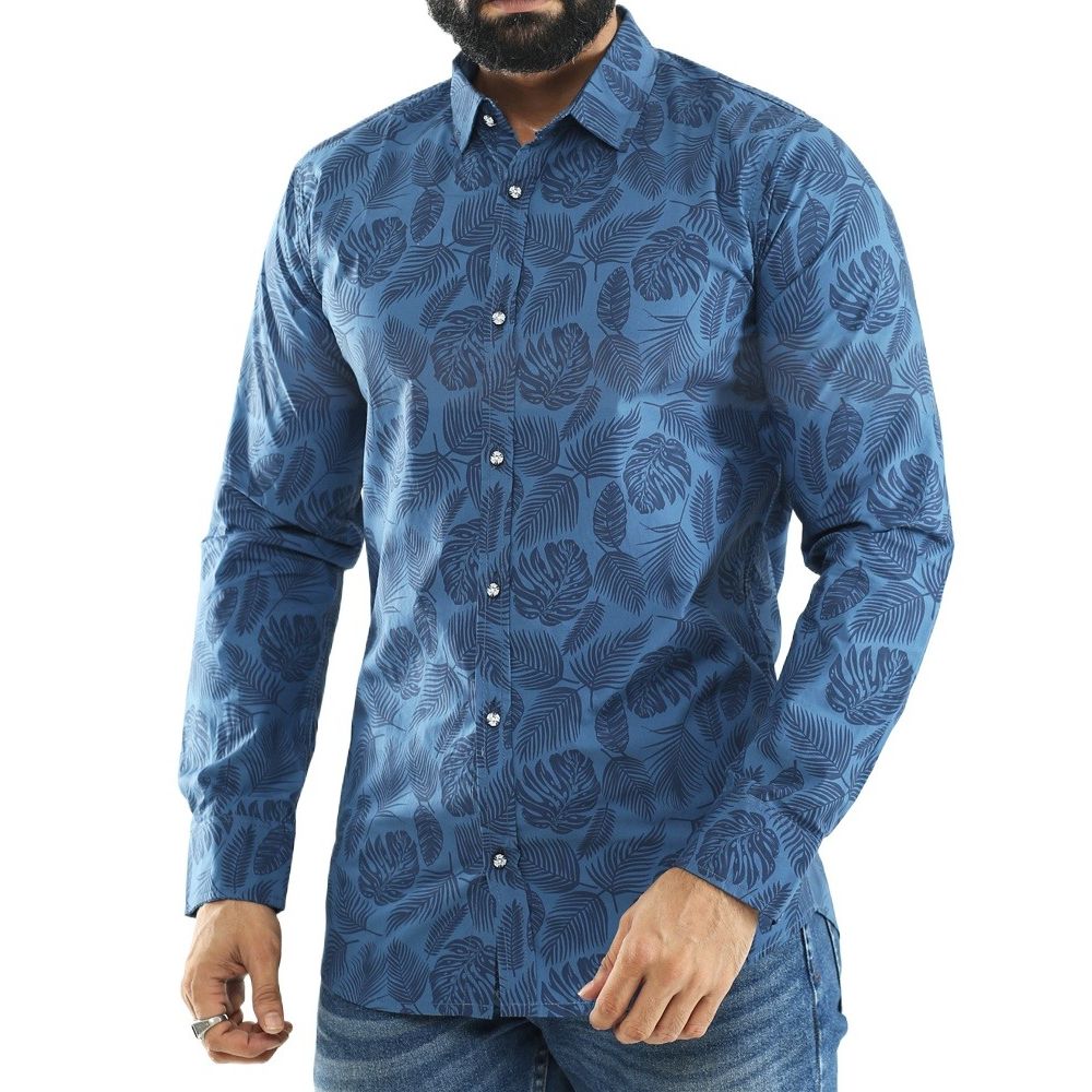 Picture of Stylish Blue Printed Shirt for Men - Perfect for Casual and Formal Wear | Premium Quality Men's Blue Printed Shirt - Trendy Design, Comfortable Fit |  Shop Men's Blue Color Printed Shirt - Ideal for Every Occasion | Buy Blue Printed Shirt for Men Online