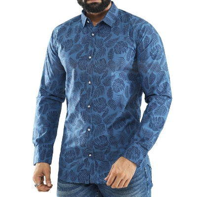 Picture of Stylish Blue Printed Shirt for Men - Perfect for Casual and Formal Wear | Premium Quality Men's Blue Printed Shirt - Trendy Design, Comfortable Fit |  Shop Men's Blue Color Printed Shirt - Ideal for Every Occasion | Buy Blue Printed Shirt for Men Online