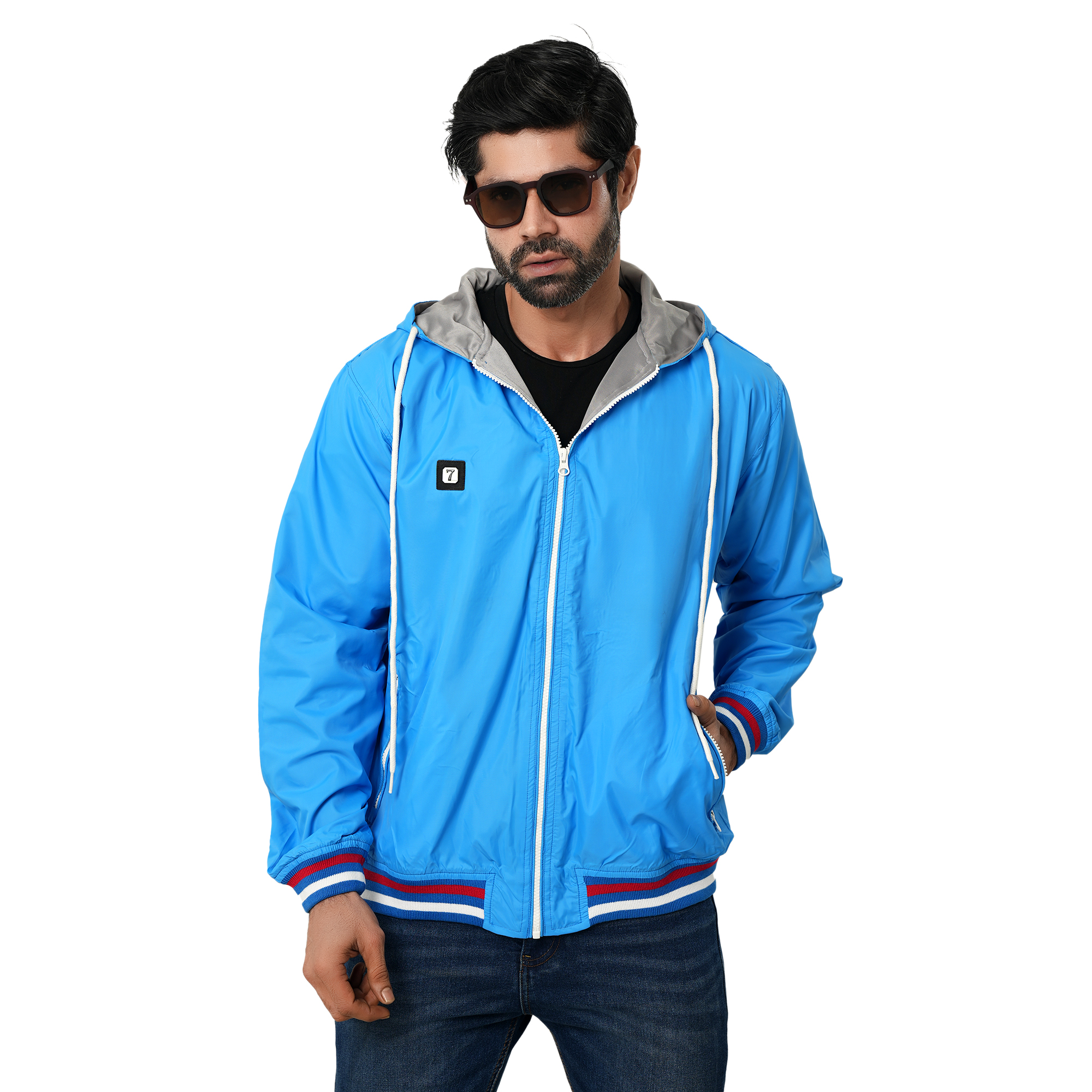 Picture of Sky blue Jacket for men | Waterproof Jacket for men | Biker Jacket for men 2024 new collection | Sky blue jacket for men winter collection