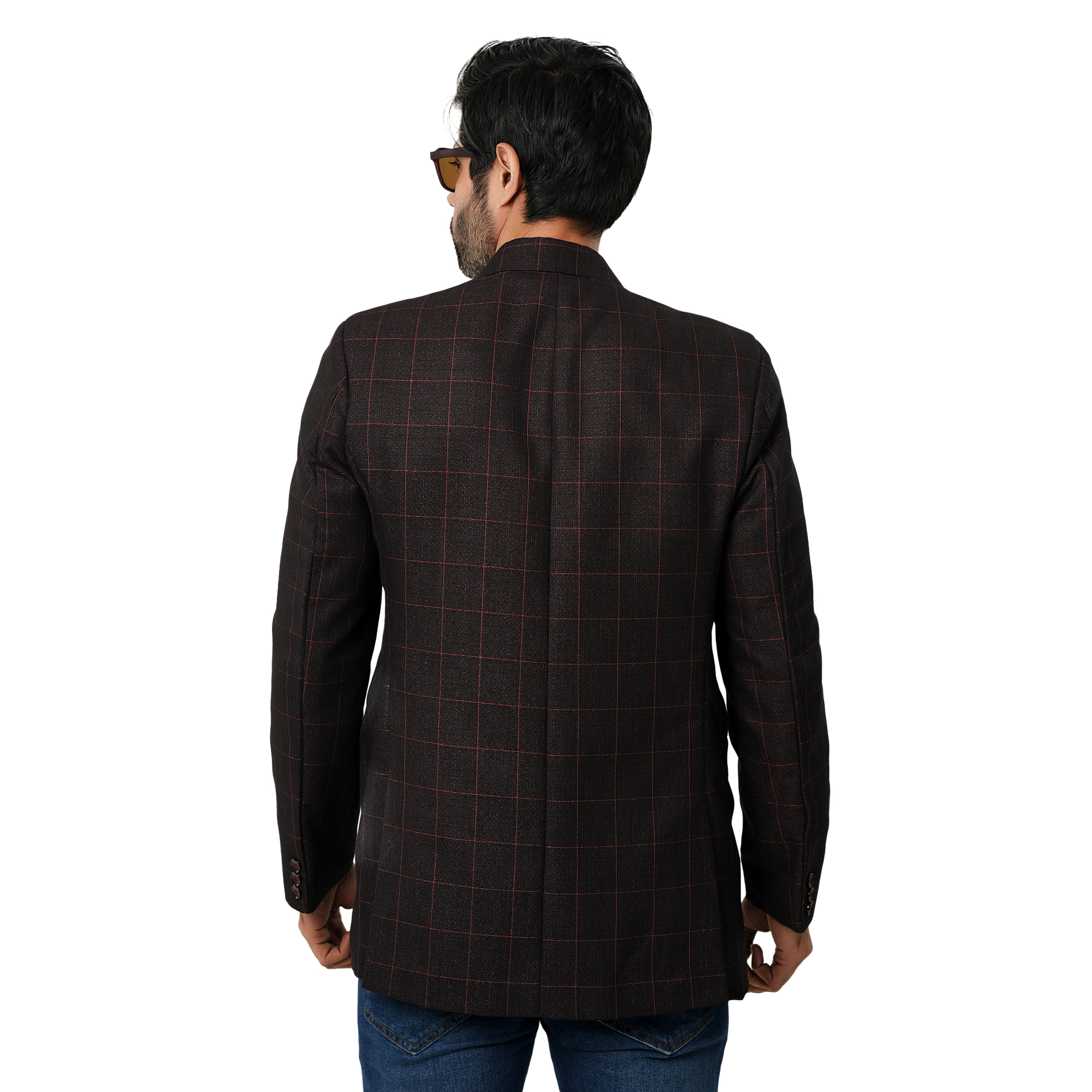 Picture of Suits blazer for men black and maroon check | Check black suits blazer for men brand | Black and maroon blazer coat for men stylish - Mens suits jacket and blazer