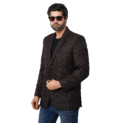 Picture of Suits blazer for men black and maroon check | Check black suits blazer for men brand | Black and maroon blazer coat for men stylish - Mens suits jacket and blazer
