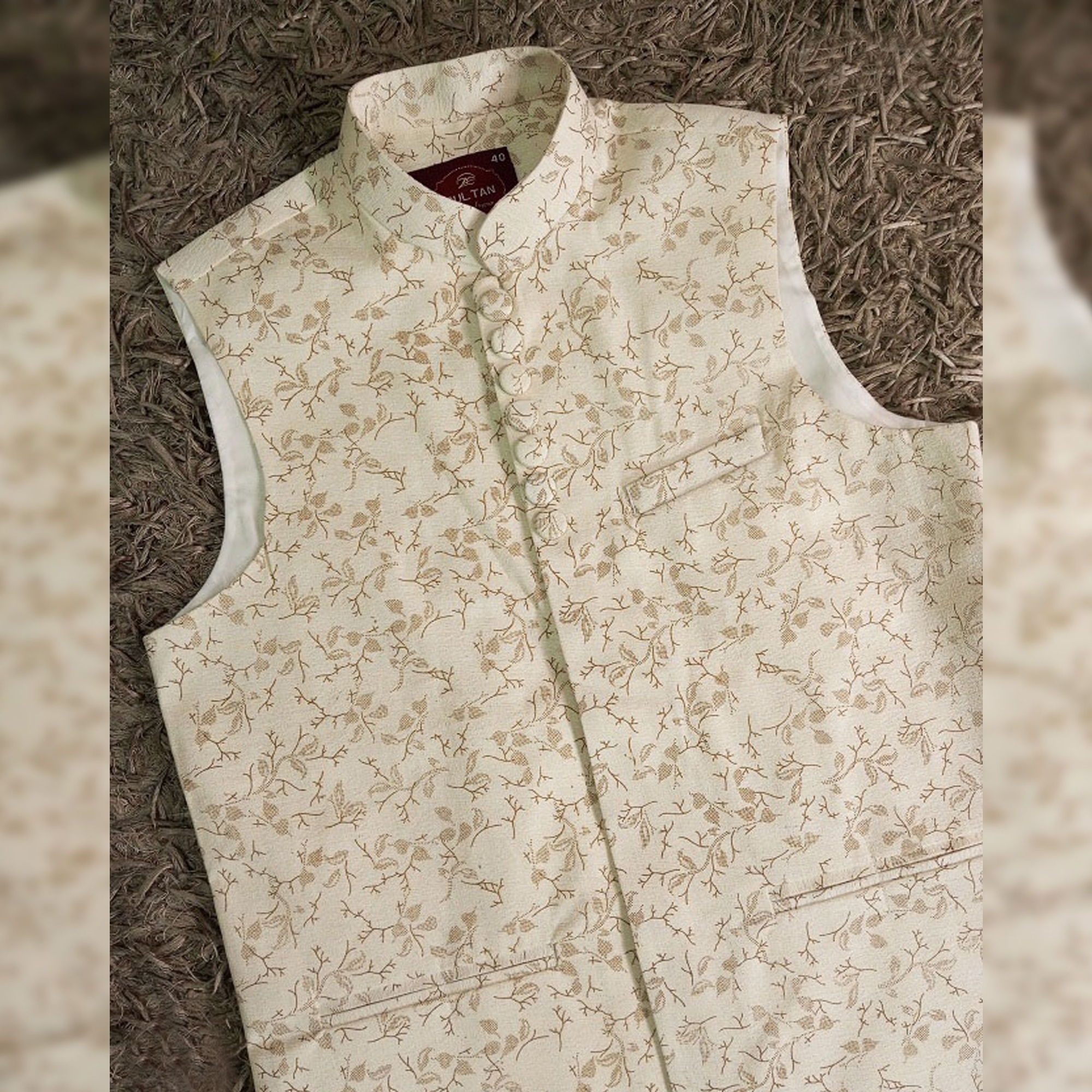 Picture of Printed golden koti for men print brand | Nehru jacket for men | Waist coat and vest for men golden