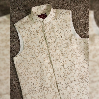 Picture of Printed golden koti for men print brand | Nehru jacket for men | Waist coat and vest for men golden