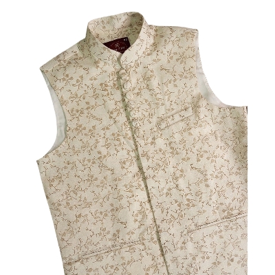 Picture of Printed golden koti for men print brand | Nehru jacket for men | Waist coat and vest for men golden