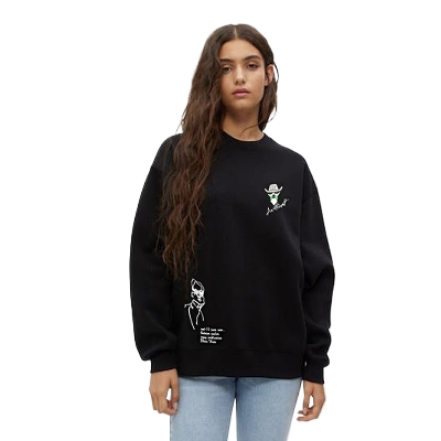Picture of Black full sleeve sweatshirts for women oversized | Printed sweatshirt for girls | women sweatshirt black | full sleeve sweatshirts for women | full sleeve sweatshirts for girls