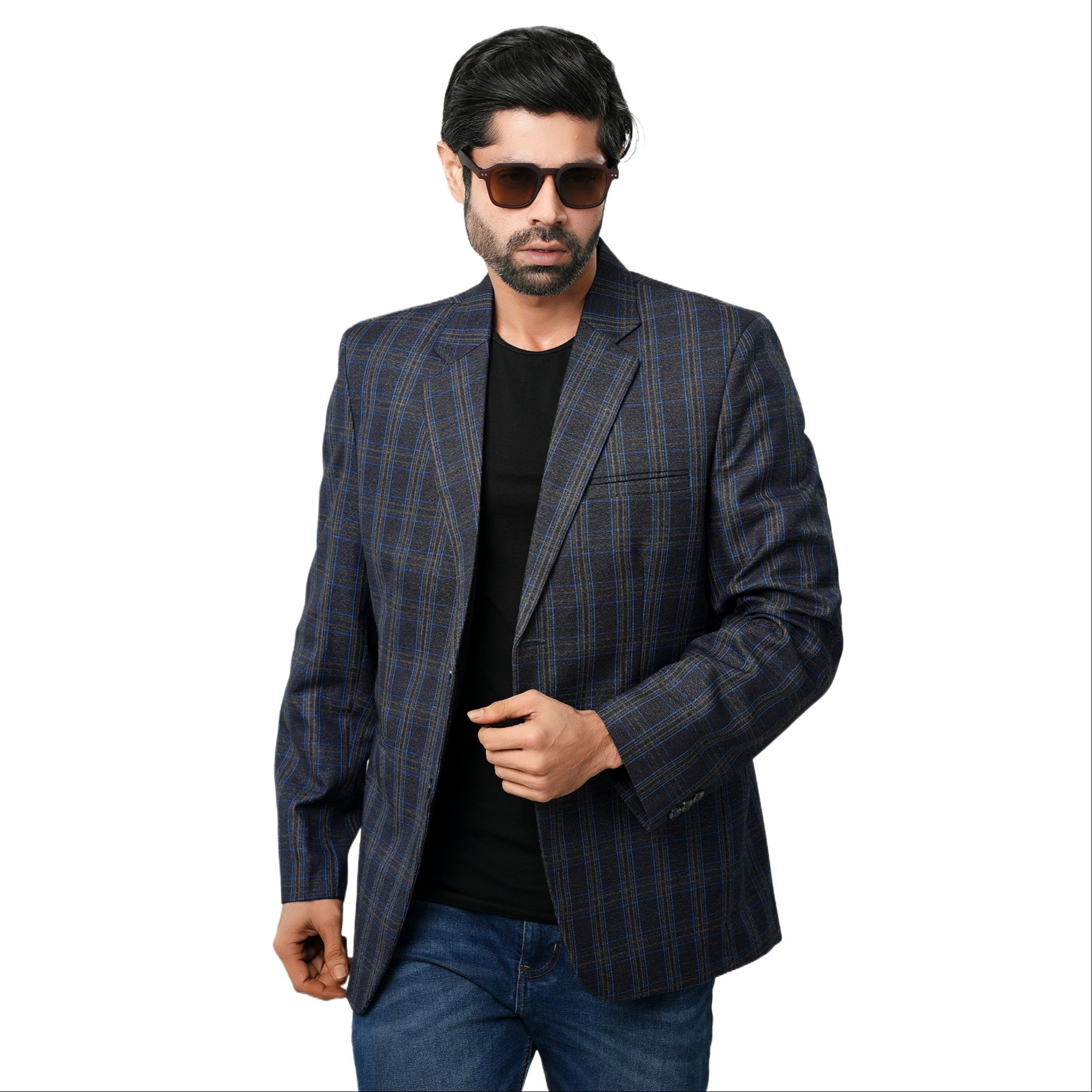 Picture of suits for men ash and blue check | Ash and blue check suits and blazer for men brand | Ash and blue suits for men stylish