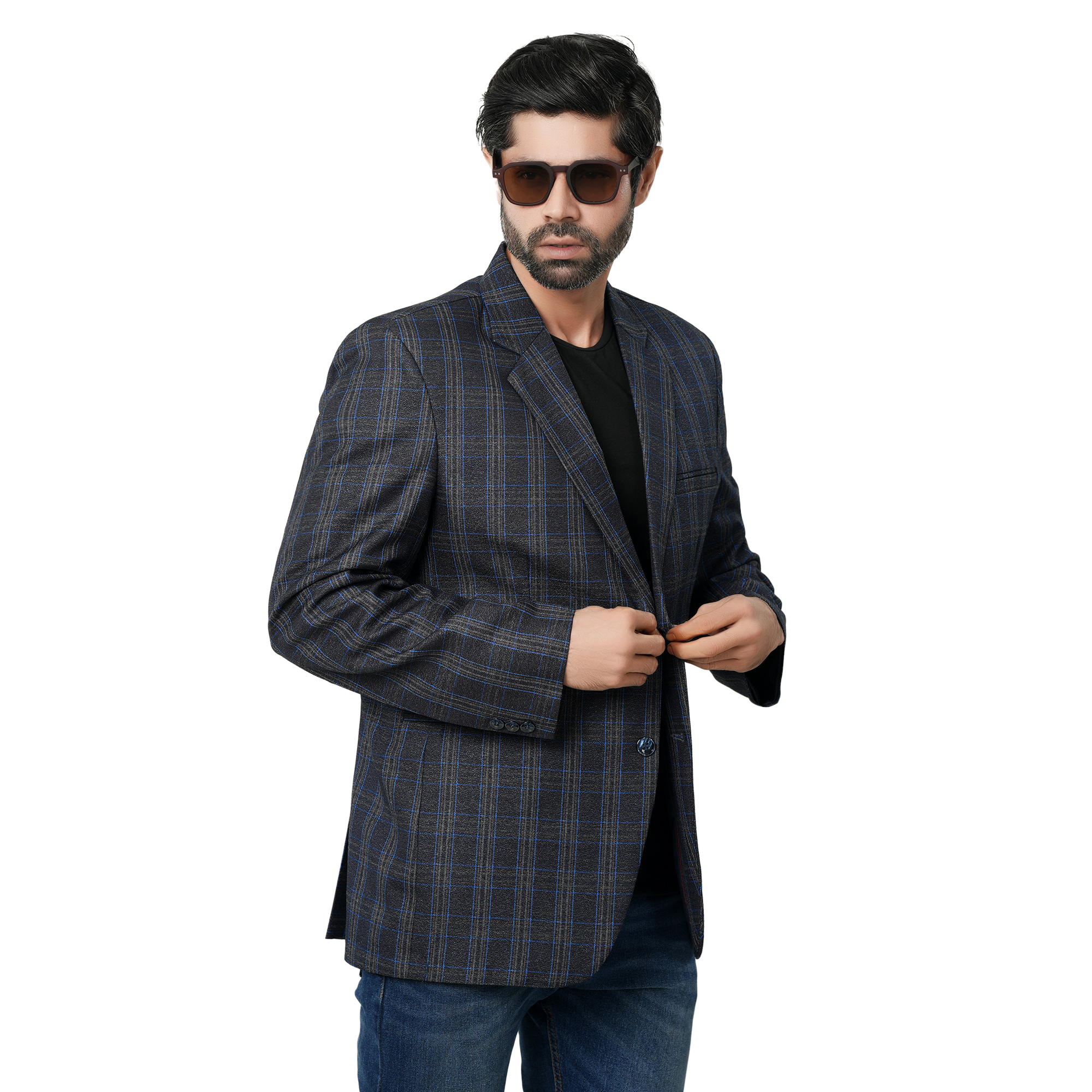 Picture of suits for men ash and blue check | Ash and blue check suits and blazer for men brand | Ash and blue suits for men stylish