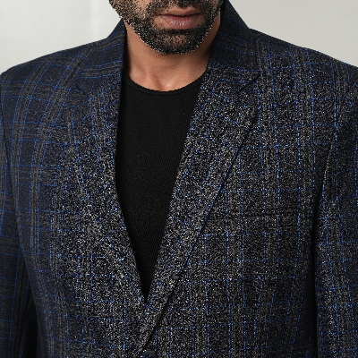 Picture of suits for men ash and blue check | Ash and blue check suits and blazer for men brand | Ash and blue suits for men stylish