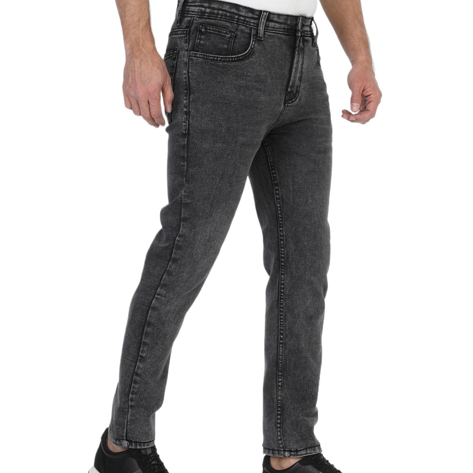 Picture of Black pant for men jeans styles | Pant for men black colour jence | High quality denim pant for men black - Black Stretch Denim pant with Acid wash