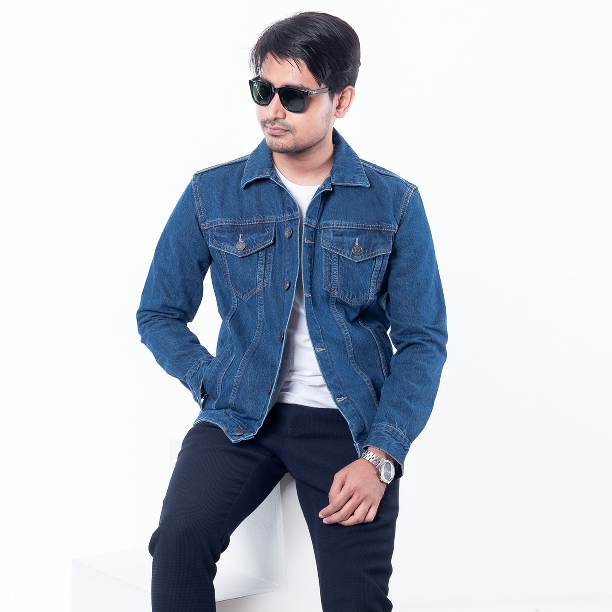 Picture of Denim light blue jacket for men | Denim jacket light blue | Denim jacket for men stylish | Denim jacket for men stylish 2024 - winter collection for men denim jaket