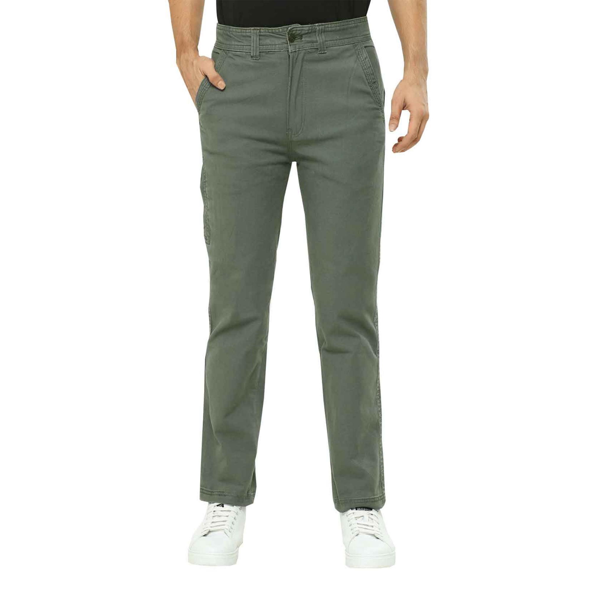 Picture of Olive pant for men jeans styles | pant for men olive colour jence | High quality cargo pant for men olive - olive Stretch cargo pant with wash