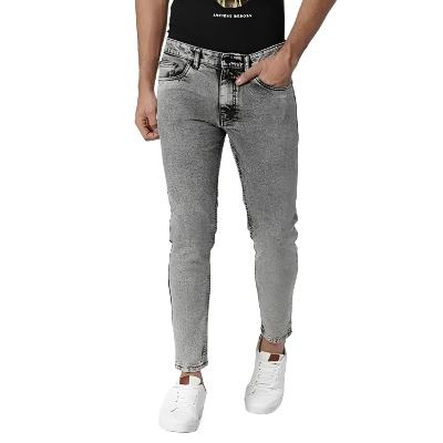 Picture of Ash black pant for men jeans styles | Pant for men ash black colour jence | High quality denim pant for men ash black - Ash Black Stretch Denim pant with Acid wash