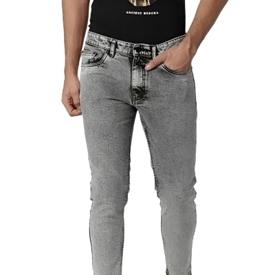 Picture of Ash black pant for men jeans styles | Pant for men ash black colour jence | High quality denim pant for men ash black - Ash Black Stretch Denim pant with Acid wash