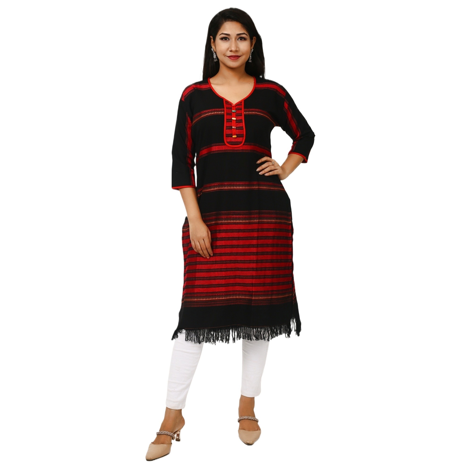 Picture of Black tops for girls long kurti jorjet new 2023 | Ladies kurti one piece dress | Black dress for women new collection 2023