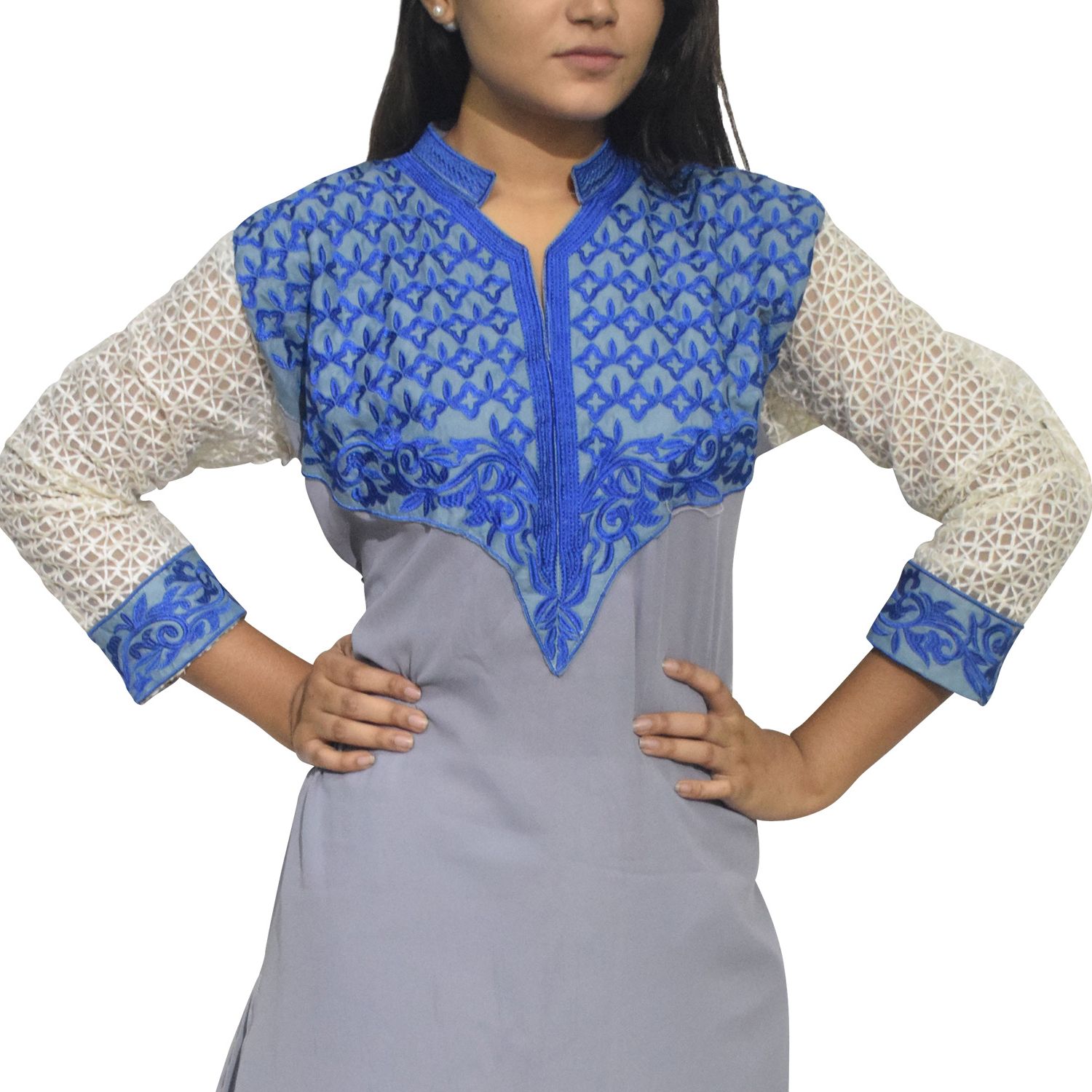 Picture of Kurti for women new collection | Women kurti new collection 2024 | Grey color kurti for women