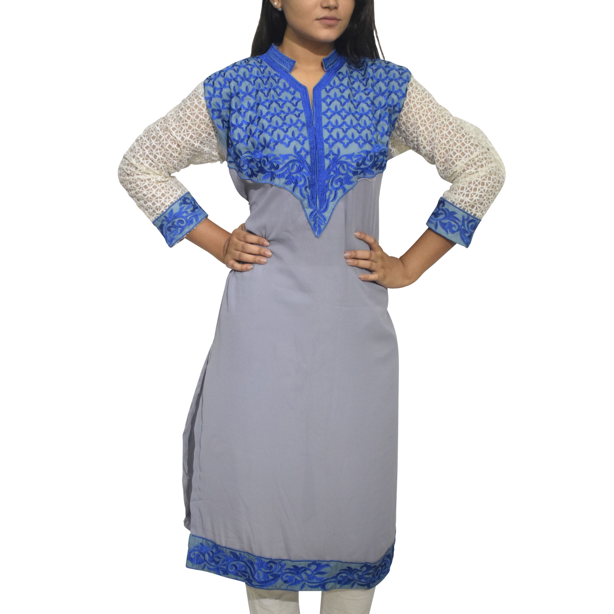 Picture of Kurti for women new collection | Women kurti new collection 2024 | Grey color kurti for women