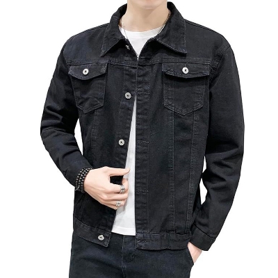 Picture of Stretch denim jacket for men stylish | Export quality denim jacket for men black | Denim jacket for men black colour | Jacket for men denim black - winter collection for men denim jaket