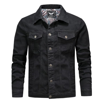 Picture of Stretch denim jacket for men stylish | Export quality denim jacket for men black | Denim jacket for men black colour | Jacket for men denim black - winter collection for men denim jaket