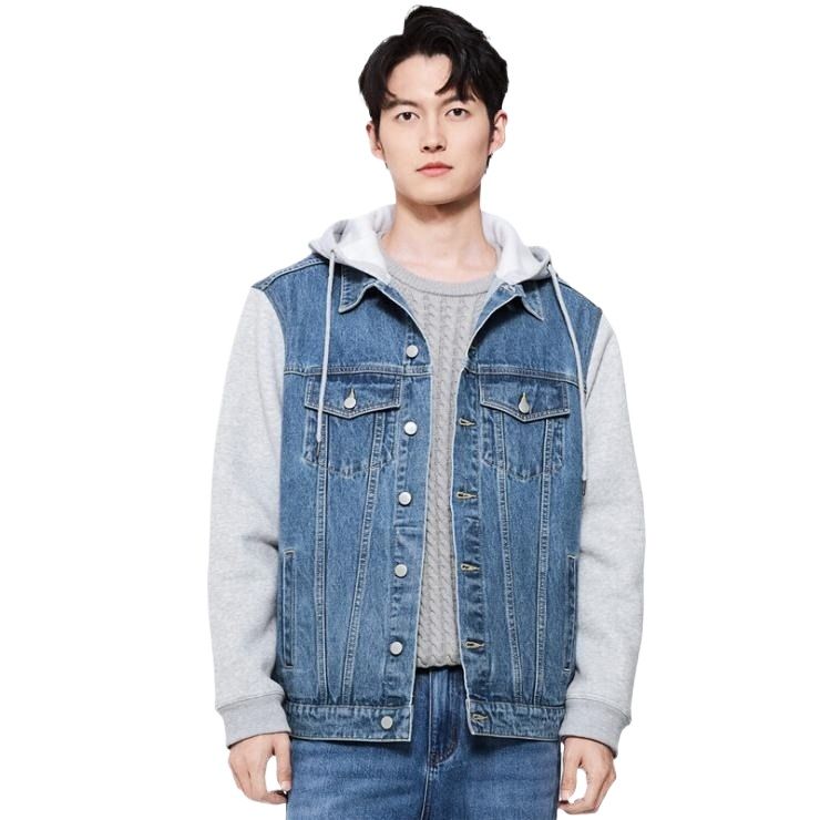 Picture of High quality denim jacket for men stylish 2024 | Mens denim jacket blue | Export quality hoodie jacket for men blue