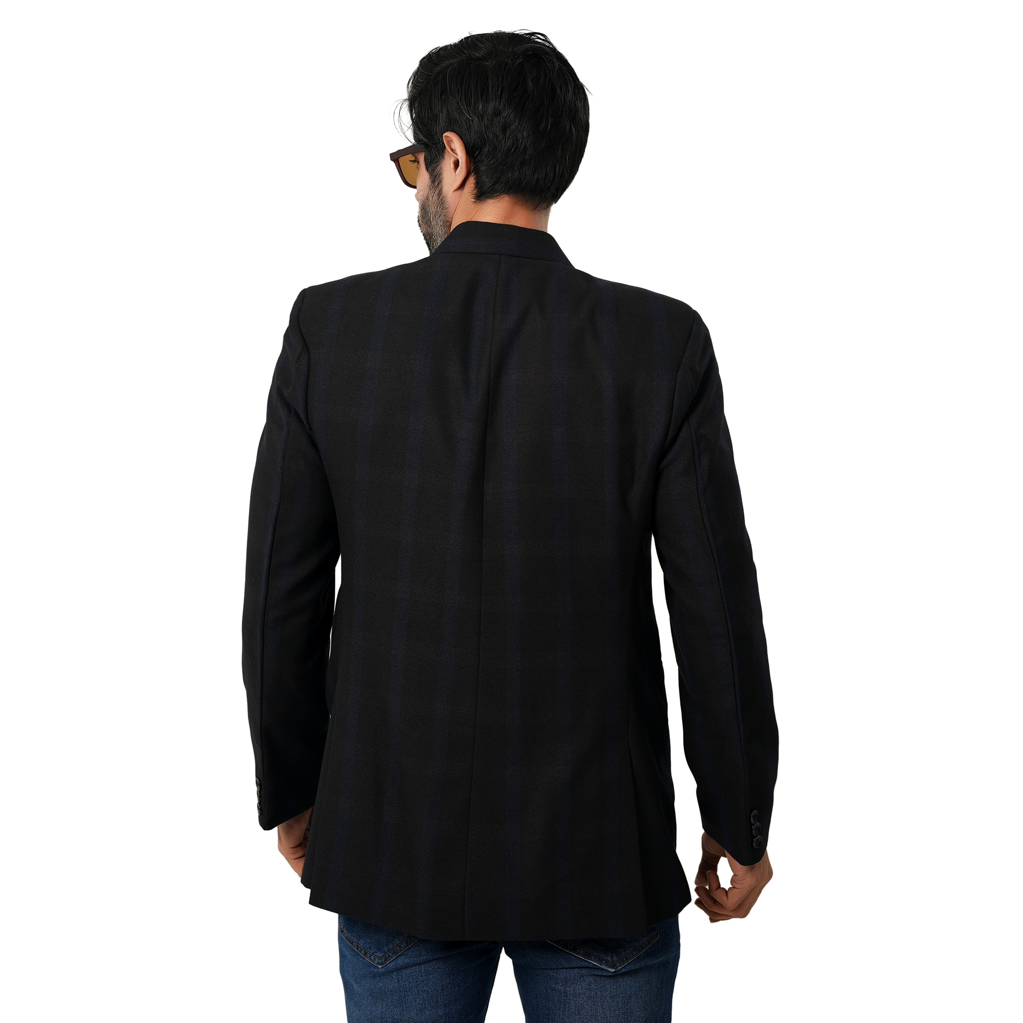 Picture of Check suits for men black colour | Blue mens suits at low price | Stylish suits for men high quality - Black blazer suits