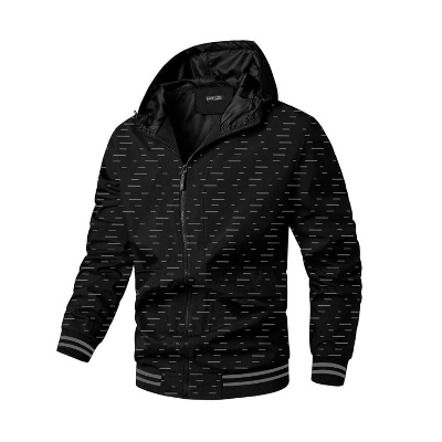 Picture of Black Jacket for men 2024 new collection | Printed jacket for men winter china high quality | Black jacket for men winter 2024 double part - Hoodie jacket for biker