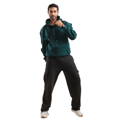 Picture of High quality hoodie for men new 2025 black and bottle green | Mens hoodie for winter collection | Bottle green hoodie for men