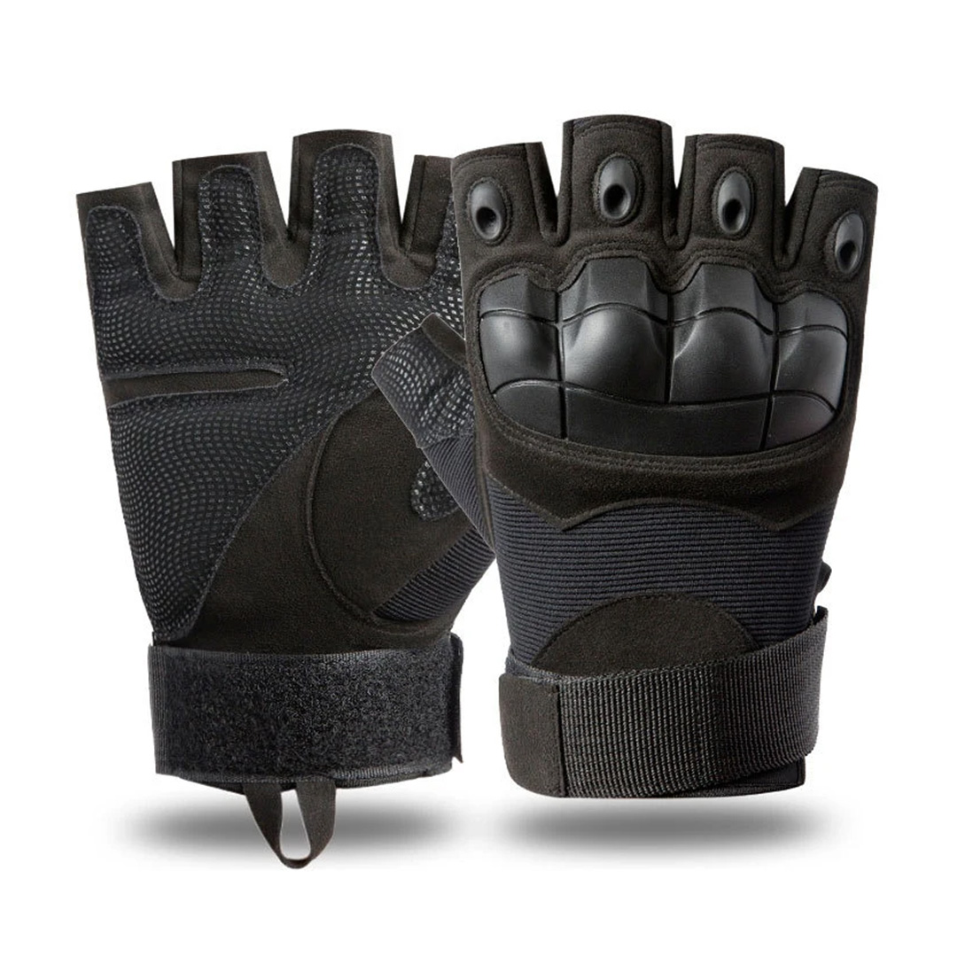 Picture of High quality half finger Hand Gloves for biker | Winter gloves for men | Hand gloves for biker | Black gloves bike half finger
