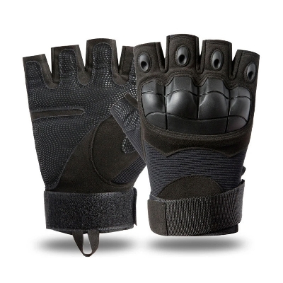 Picture of High quality half finger Hand Gloves for biker | Winter gloves for men | Hand gloves for biker | Black gloves bike half finger