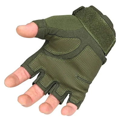 Picture of High quality half finger Hand Gloves for biker | Winter gloves for men | Hand gloves for biker | Black gloves bike half finger