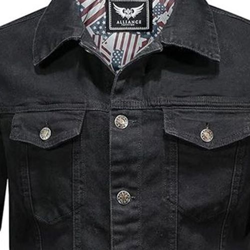 Picture of Stretch denim jacket for men stylish | Export quality denim jacket for men black | Jacket for men denim black - winter collection for men denim jacket