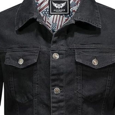 Picture of Stretch denim jacket for men stylish | Export quality denim jacket for men black | Jacket for men denim black - winter collection for men denim jacket