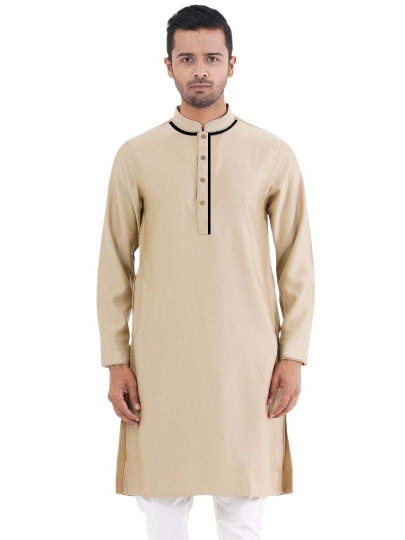 Picture of Cotton panjabi for men new collection 2024 | Holud panjabi for men off white colour | Wedding panjabi collection - Party dress for men