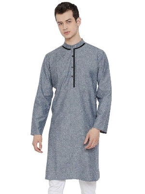 Picture of Cotton panjabi for men new collection 2024 | Holud panjabi for men off grey colour | Wedding panjabi collection - Party dress for men