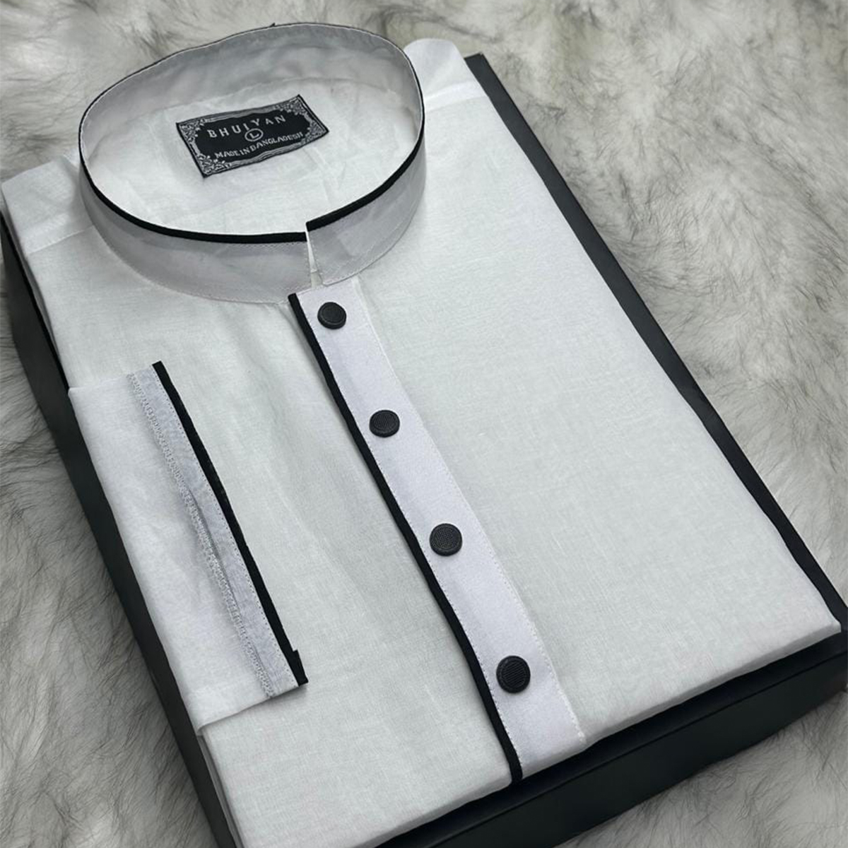 Picture of Cotton panjabi for men new collection 2024 | Holud panjabi for men white colour | Wedding panjabi collection - Party dress for men