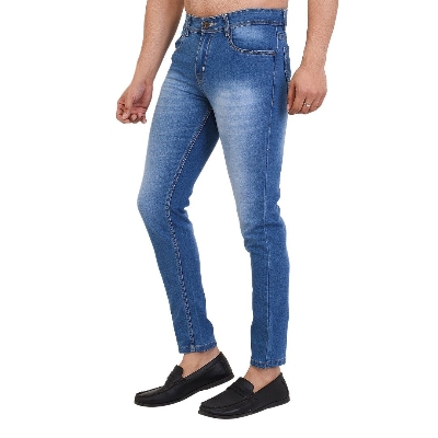 Picture of Knit denim pant for men new collection 2024 | Export quality jeans pant for men blue | Deep blue denim pant for men