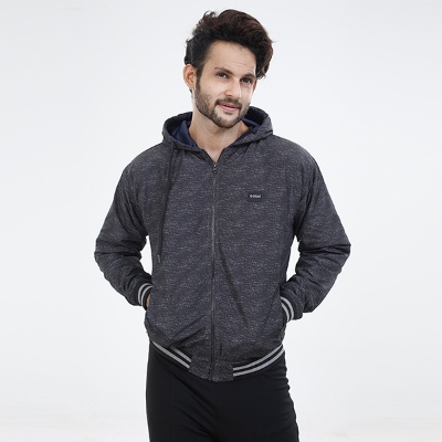 Picture of Black hoodie jacket for men stylish 2024 | Biker jacket for men new winter collection - Export quality hoodie jacket for men