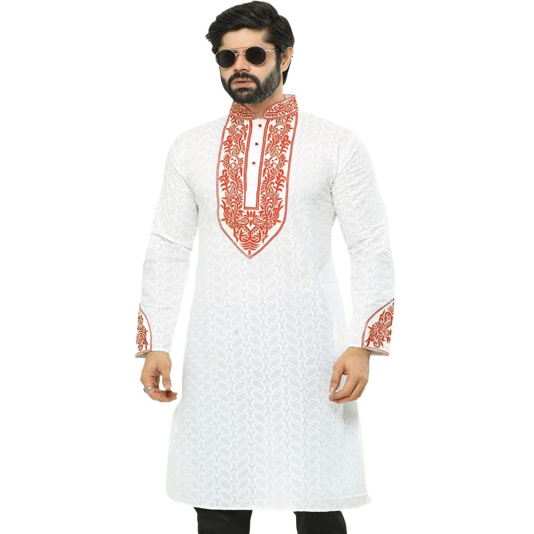 Picture of High quality panjabi for men cotton white | Premium panjabi for men new collection 2024 | Indian panjabi for men new collection 2024 stylist brand