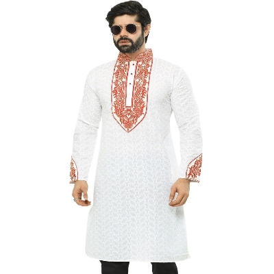 Picture of High quality panjabi for men cotton white | Premium panjabi for men new collection 2024 | Indian panjabi for men new collection 2024 stylist brand