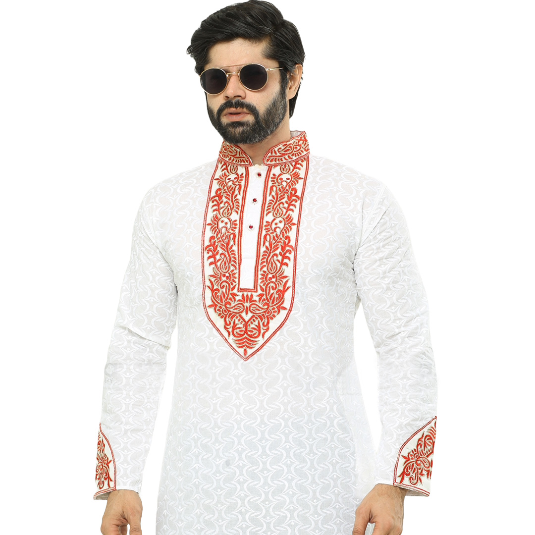 Picture of High quality panjabi for men cotton white | Premium panjabi for men new collection 2024 | Indian panjabi for men new collection 2024 stylist brand