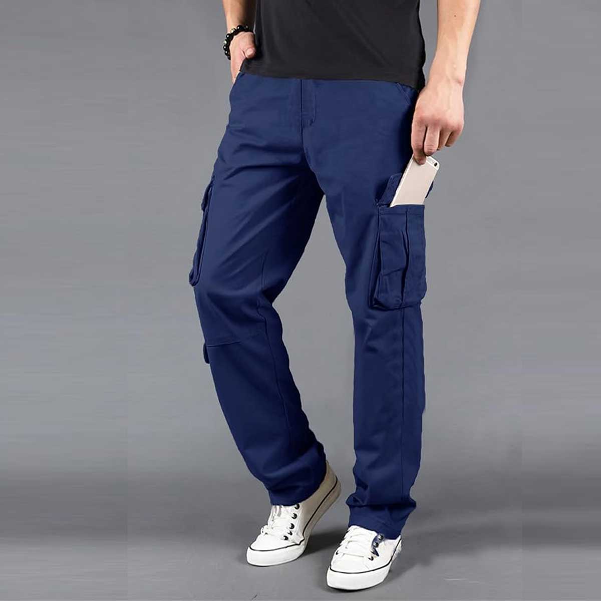 Picture of Export quality cargo pant for men stylish blue 2024 | High quality mobile pant for men stylish 2024 new | Six pocket cargo pant for men - Mens cargo pants