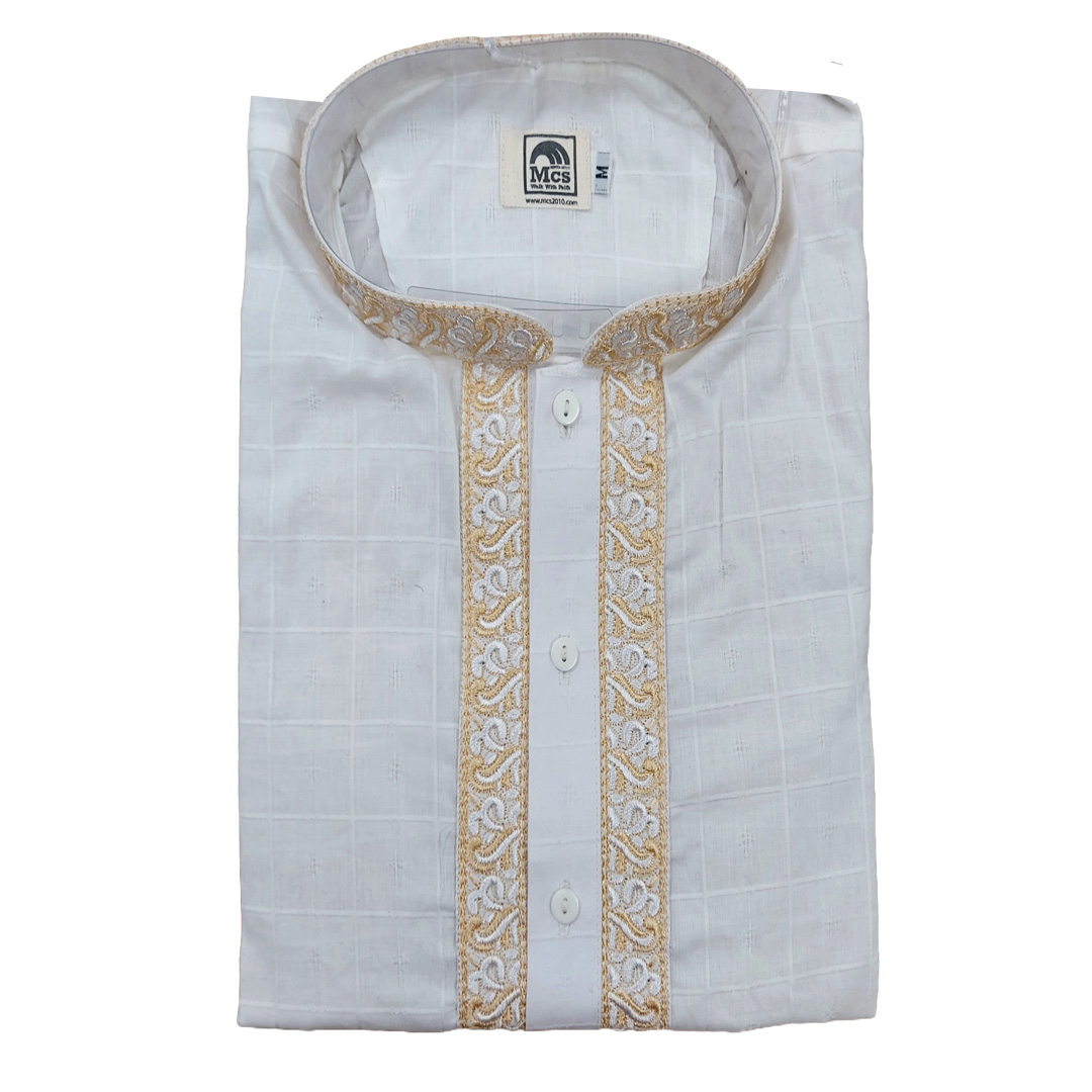 Picture of White panjabi for men cotton high qulaity  | Premium panjabi for men new collection 2024 | Indian panjabi for men new collection 2024 stylist brand | Low price panjabi for eid collection