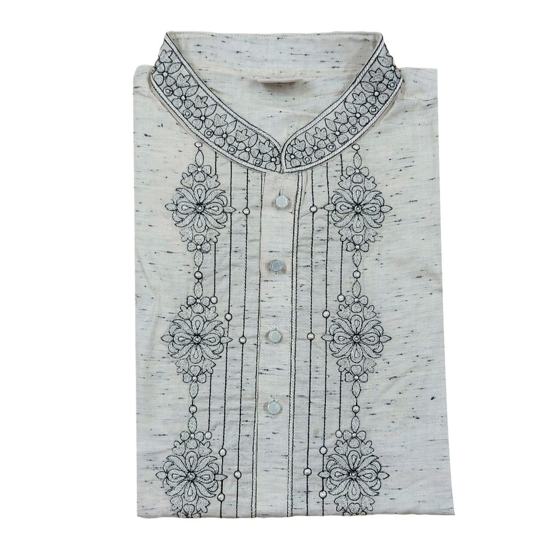 Picture of Off white panjabi for men cotton | Premium panjabi for men new collection 2024 | Indian panjabi for men new collection 2024 stylist brand | Printed panjabi for eid collection at low price